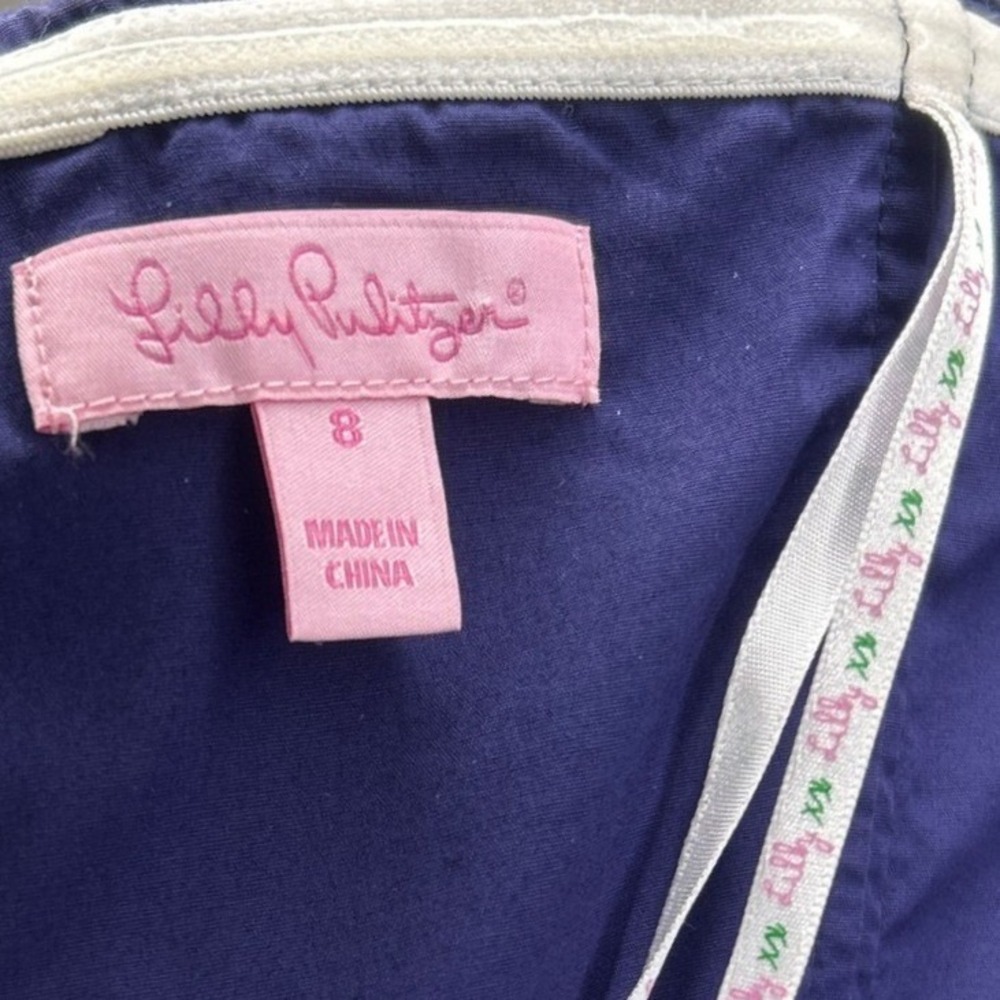 Lilly Pulitzer Lottie Strapless Fit & Flare Dress Mini Navy Cherry Mine Floral 8 - Picture 3 of 15
